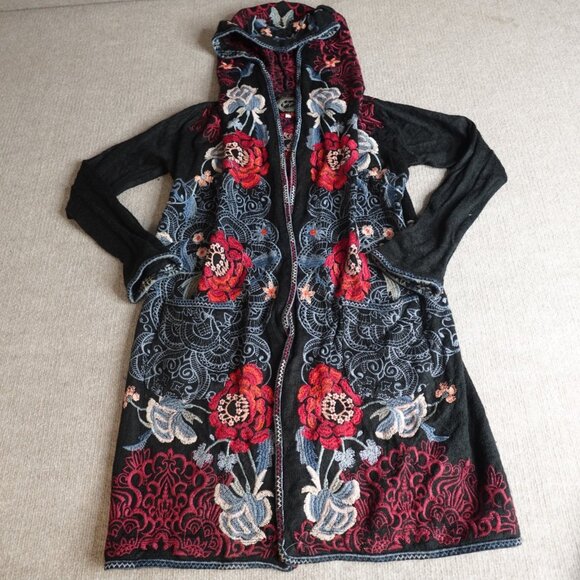 Johnny Was Womens Sweater XS Black Duster Hooded Embroidered Biya,New Products : American Fashion Style Bags On Sale